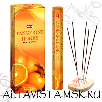 Мандарин мёд (Tangerine Honey) ароматные палочки-благовония Ароматические благовония-палочки Мандарин мёд(Tangerine Honey).Упаковка 20 шт.Производство HEM (Индия).