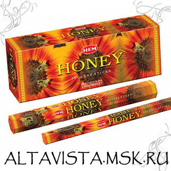 Мёд (Honey) ароматные палочки-благовония Ароматические благовония-палочки Мёд(Honey).Упаковка 20 шт.Производство HEM (Индия).