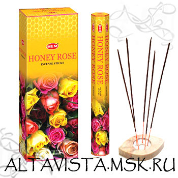 Мёд роза (Honey Rose) ароматные палочки-благовония Ароматические благовония-палочки Мёд роза(Honey Rose).Упаковка 20 шт. Производство HEM (Индия).