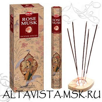 Роза Муск (Rose-Musk) ароматные палочки-благовония Ароматические благовония-палочки Роза-Муск(Rose-Musk).Упаковка 20 шт.Производство HEM (Индия).