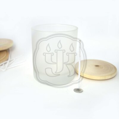 Матовый комплект для свечи большой  Матовый Стеклянный стакан, деревянная крышка, фитиль с держателем