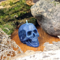 Свеча восковая череп синяя малая