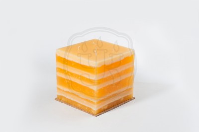 Свеча интерьерная куб Апельсин Большая многофитильная 5 фитильная свеча залитая слоями.