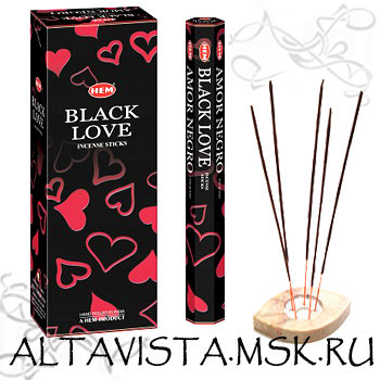 Черная любовь (Black Love) ароматные палочки-благовония Ароматические благовония-палочки Черная любовь(Black Love).Упаковка 20 шт.Производство HEM (Индия).