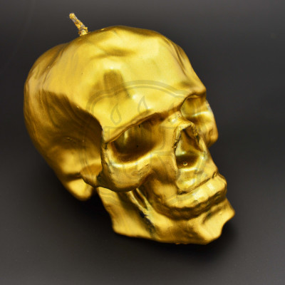 Свеча череп золотой (черный) Стильный элемент декора
из черного парафина
Время горени около 6 часов